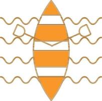 kajak en peddelen icoon in oranje en wit kleur. vector