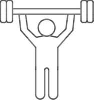 lijn kunst illustratie van Mens Holding barbell icoon. vector