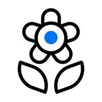 bloem icoon duotoon blauw zwart kleur moeder dag symbool illustratie. vector