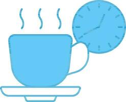 thee of koffie tijd icoon in blauw en wit kleur. vector