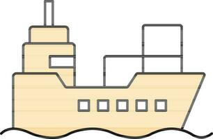 lading schip icoon in geel en wit kleur. vector