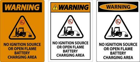 waarschuwing teken Nee ontsteking bron of Open vlam, accu opladen Oppervlakte vector