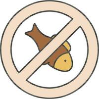 Nee vis icoon of symbool in bruin en geel kleur. vector