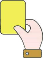 hand- Holding geel kaart icoon in vlak stijl. vector
