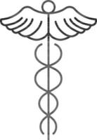 zwart schets caduceus vlak icoon of symbool. vector