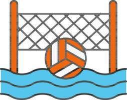 volleybal met netto in water kleurrijk icoon. vector