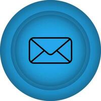 mail knop vlak icoon in blauw kleur vector