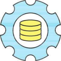 databank instelling icoon in geel en blauw kleur. vector