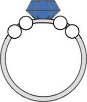 diamant ring icoon in blauw en grijs kleur. vector