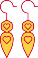 hart symbool Aan steen oorbellen geel en rood icoon. vector