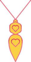 hart symbool Aan steen hanger icoon in geel en rood kleur. vector