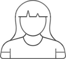 gezichtsloos modern vrouw icoon in zwart schets. vector