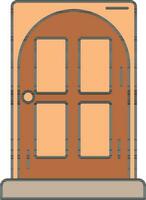 houten deur icoon in oranje en bruin kleur. vector