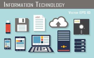 opslag en elektronisch apparaat flashdrive of thumbdrive diskette papier cloud server dos smartphone tablet laptop harde schijf server vector