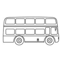 dubbeldekker Londen bus stad vervoer dubbele decker bezienswaardigheden bekijken contour schets lijn icoon zwart kleur vector illustratie beeld dun vlak stijl