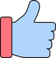 duim omhoog of Leuk vinden hand- icoon in blauw en rood kleur. vector