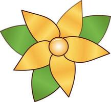 geel kleur bloem met groen blad icoon. vector