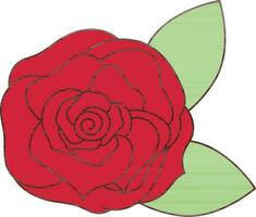 rood kleur roos bloem met groen blad icoon. vector