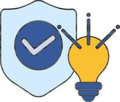 controleren veiligheid idee icoon of symbool in blauw en geel kleur vector
