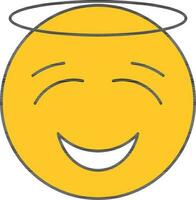 wit en geel smiley halo emoji icoon of symbool. vector