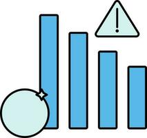 waarschuwing financieel diagram icoon in blauw kleur. vector