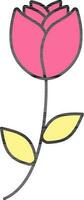 roze en geel roos bloem icoon in vlak stijl. vector