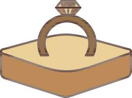 diamant ring binnen Open doos icoon in bruin kleur. vector