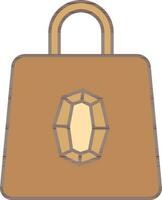 dragen zak met kristal steen symbool icoon in bruin kleur. vector