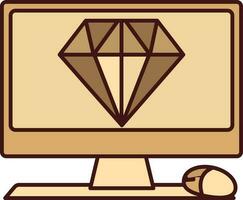 bruin kleur diamant in bureaublad met muis icoon. vector