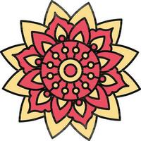 geel en rood bloemblad mandala icoon of symbool. vector