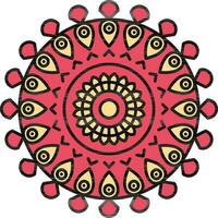 klassiek mandala bloemen rood en geel icoon. vector