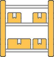 geel en grijs kleur schappen met karton dozen icoon. vector