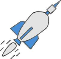 geïsoleerd raket of raket icoon in blauw en grijs kleur. vector
