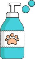 huisdier shampoo icoon in blauw en wit kleur. vector