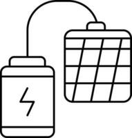 zonne- paneel accu icoon in zwart schets. vector