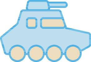 gepantserd tank icoon in blauw en geel kleur. vector