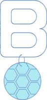 brief b voor bal icoon in blauw en wit kleur. vector