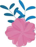 bloem met bladeren icoon in roze en blauw kleur. vector