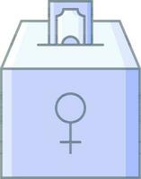 illustratie van blauw kleur bijdrage doos met vrouw geslacht icoon. vector
