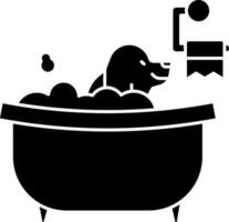 hond het baden kuip icoon in glyph stijl. vector