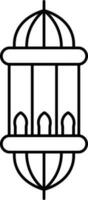 Arabisch lantaarn icoon in zwart lijn kunst. vector