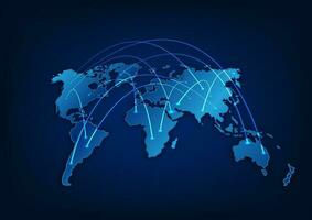wereld kaart technologie achtergrond hoge snelheid internet netwerk verbinding dat covers de geheel wereld het is een technologie dat helpt in verzenden informatie, communiceren, aan het doen bedrijf vector