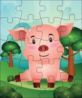 puzzelspel illustratie voor kinderen met hartje vector