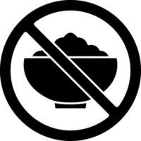 Nee voedsel icoon of symbool in zwart en wit kleur. vector