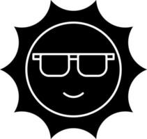 tekenfilm zon vervelend bril in glyph stijl. vector