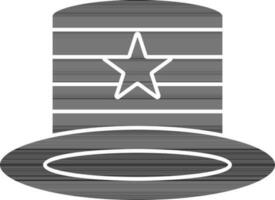 Amerikaans hoed icoon in zwart en wit kleur. vector