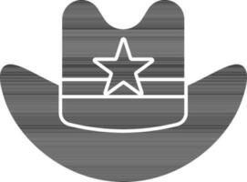 cowboy hoed icoon in zwart en wit kleur. vector