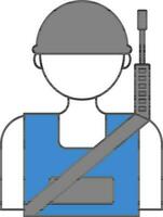 gezichtsloos soldaat icoon in blauw en grijs kleur. vector