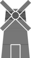 wind molen icoon of symbool in zwart en wit kleur. vector