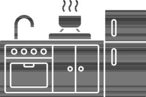 illustratie van keuken interieur icoon in glyph stijl. vector